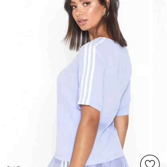 ADIDAS ORIGINALS 3 STRIPES TEE Light Blue Small - Picture 8 of 9